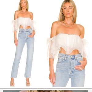 Show me your Mumu Rossella Ruffle Top White Organza